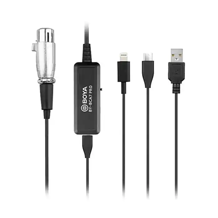 BOYA BY-BCA7 Pro XLR to Lightning & USB-A & Type-C Connectors Microphone